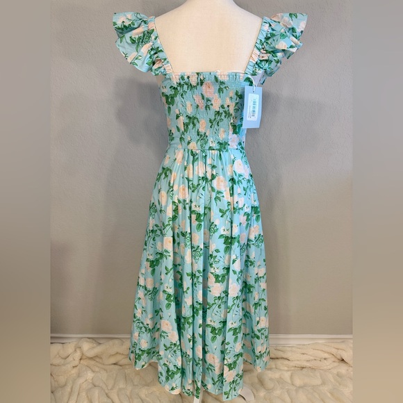 NWT Hill House The Daphne Dress Size Small Gorgeous Blue Roses Viral Midi - Picture 10 of 13